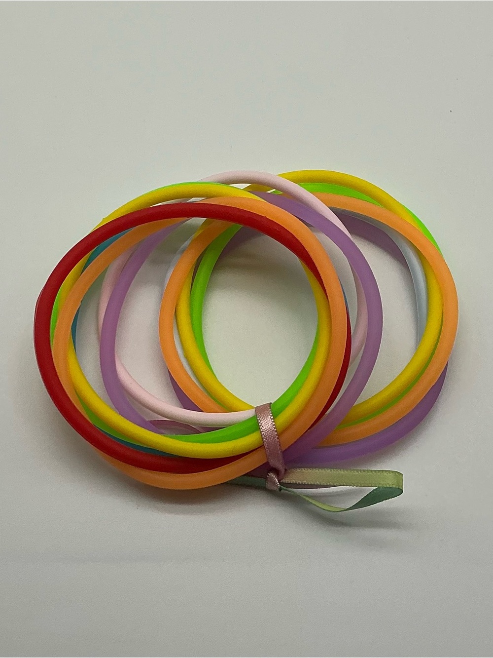 Set of 12 Rainbow and Pastel Rainbow Colored Jelly Bracelets